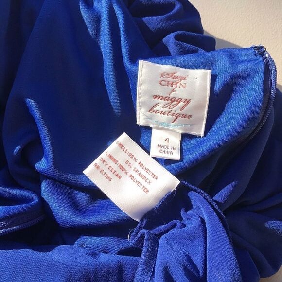 Suzi Chin for Maggy Boutique Royal Blue Dress sz 4 - Picture 4 of 8
